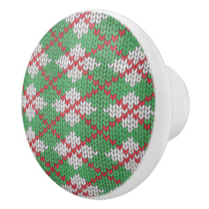 XMAS ARGYLE KNIT Ceramic Knob