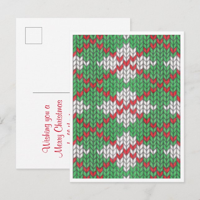 XMAS ARGYLE KNIT Christmas Postcard / Vertical (Front/Back)