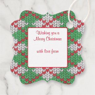 XMAS ARGYLE KNIT Fancy Square Gift Tags