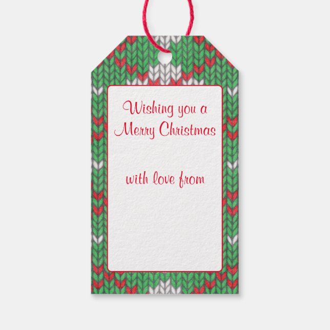 XMAS ARGYLE KNIT Gift Tags / Vertical (Back)