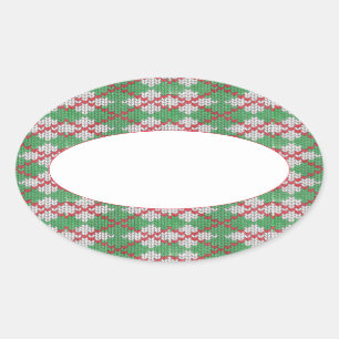 XMAS ARGYLE KNIT Oval Matte Stickers