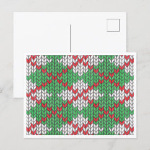 XMAS ARGYLE KNIT Postcard / Horizontal