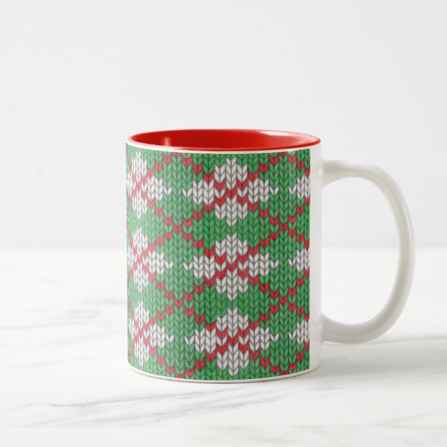 XMAS ARGYLE KNIT Red Two-Tone Mug (Right)