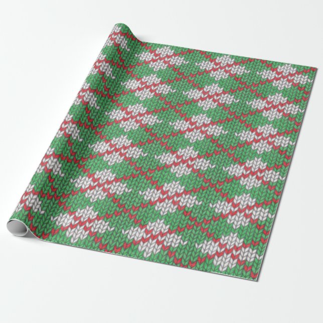 XMAS ARGYLE KNIT Wrapping Paper (Unrolled)