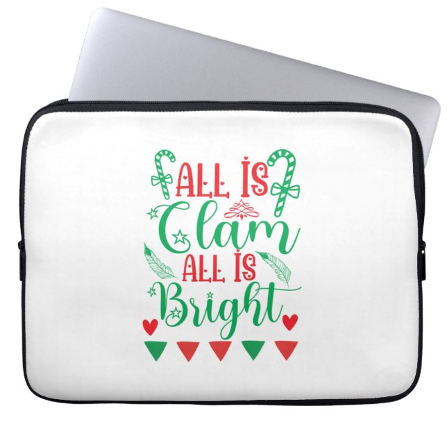 Xmas Art All Is Bright Laptop Sleeve (Front)
