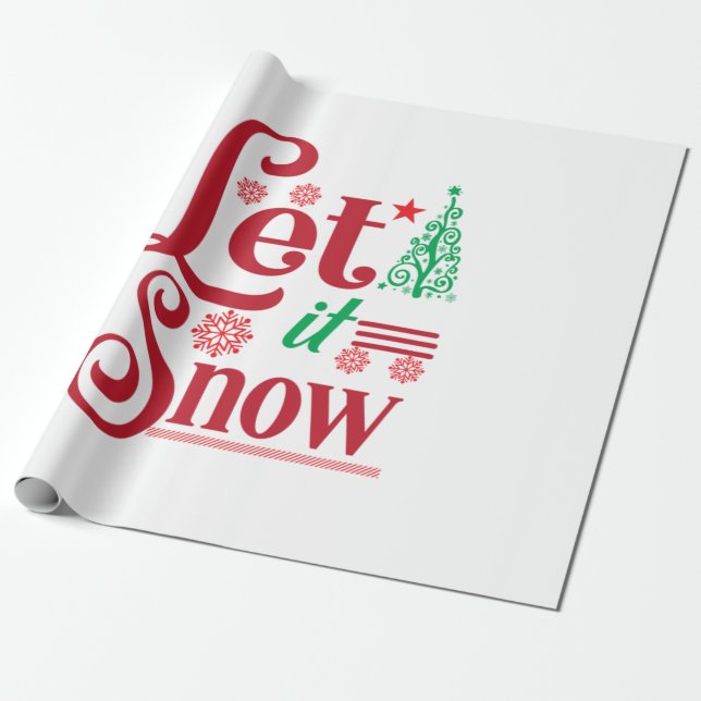Xmas Art Let Is Snow Wrapping Paper (Unrolled)