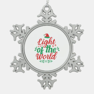 Xmas Art Light Of The World Snowflake Pewter Christmas Ornament