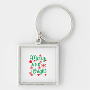 Xmas Art Merry And Bright Key Ring