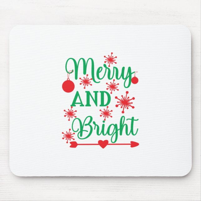 Xmas Art Merry And Bright Mouse Mat (Front)