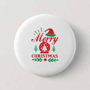 Xmas Art Merry Christmas 6 Cm Round Badge
