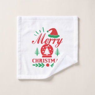Xmas Art Merry Christmas Wash Cloth