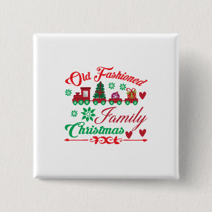 Xmas Art Old Fashioned Family Christmas 15 Cm Square Badge