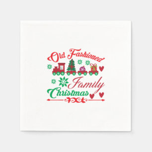 Xmas Art Old Fashioned Family Christmas Napkin