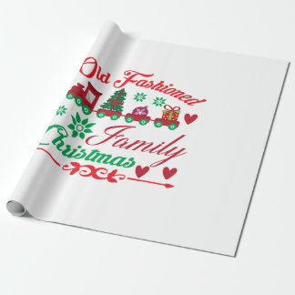 Xmas Art Old Fashioned Family Christmas Wrapping Paper