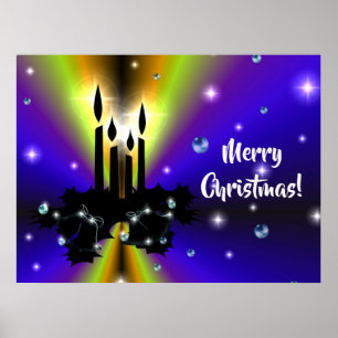 Xmas Artdeco on Purple Yellow Rainbow Poster