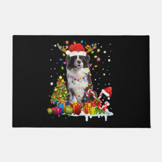 Xmas Australian Shepherd Christmas Lights Santa Re Doormat