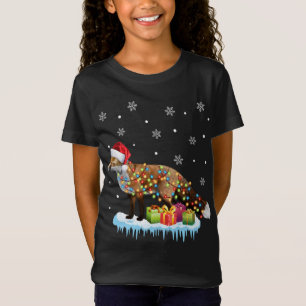 Xmas Australian Shepherd Christmas Lights Santa Re T-Shirt