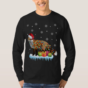 Xmas Australian Shepherd Christmas Lights Santa Re T-Shirt