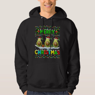 Xmas Avocado Lighting Santa Hat Merry Christmas Av Hoodie