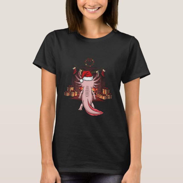 Xmas Axolotl Santa Hat Axolotl Lover Men Women T-Shirt (Front)