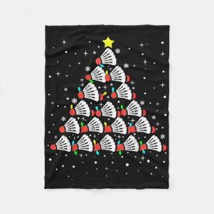 Xmas Badminton Player Shuttle Badminton Christmas Fleece Blanket