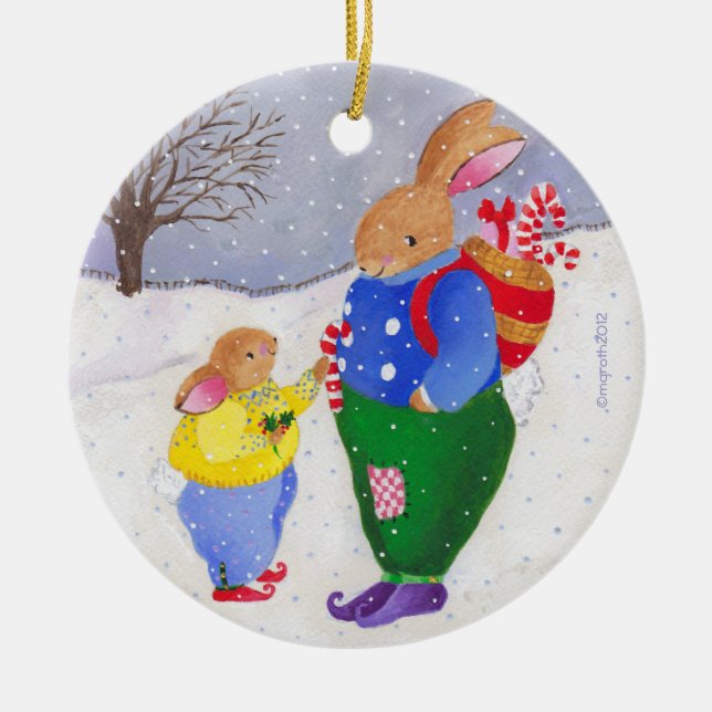 Xmas basket bunny ornament (Front)