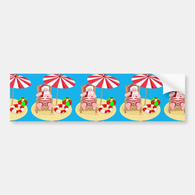 xmas beach santa claus bumper sticker (Front)