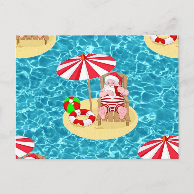 xmas beach santa claus holiday postcard (Front)