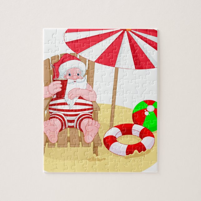 xmas beach santa claus jigsaw puzzle (Vertical)