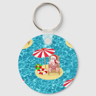 xmas beach santa claus key ring