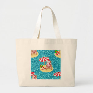 xmas beach santa claus large tote bag