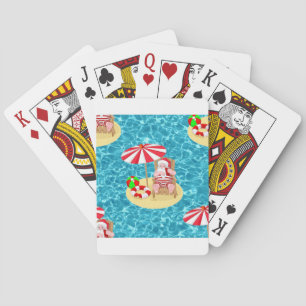 xmas beach santa claus playing cards