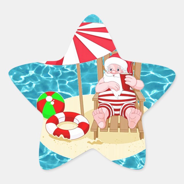 xmas beach santa claus star sticker (Front)