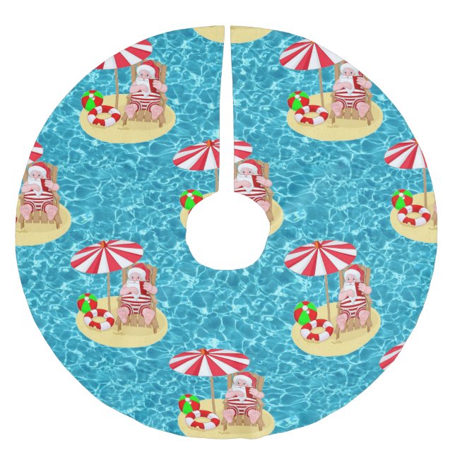 xmas beach santa claus tree skirt (Front)