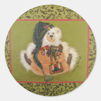 xmas bear.jpg classic round sticker
