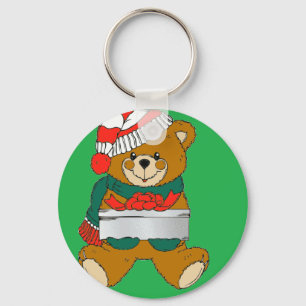 Xmas bear with gift box key ring