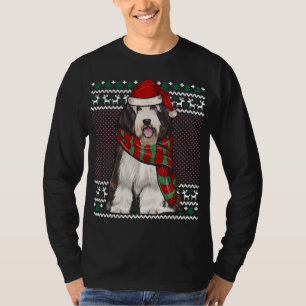 Xmas Bearded Collie Dog Santa Hat Ugly Christmas T-Shirt