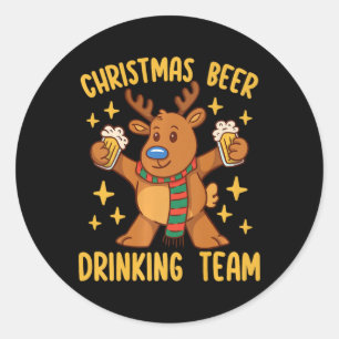 Xmas Beer Drinking Team Reinbeer Holiday Christmas Classic Round Sticker