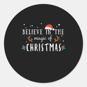 Xmas Believe In The Magic Of Christmas Classic Round Sticker