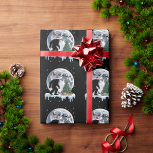 Xmas Bigfoot Santa Tree Sleigh Moon Reindeer Snow Wrapping Paper