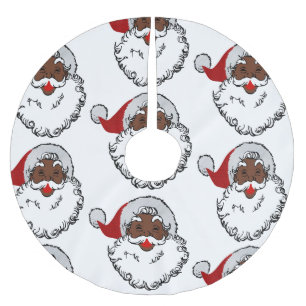 xmas black santa claus brushed polyester tree skirt
