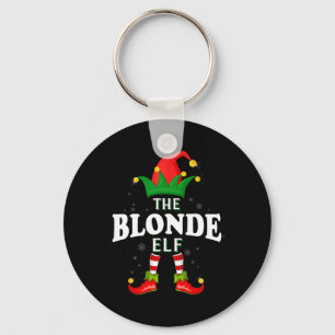 Xmas blonde elf family matching christmas pajama key ring