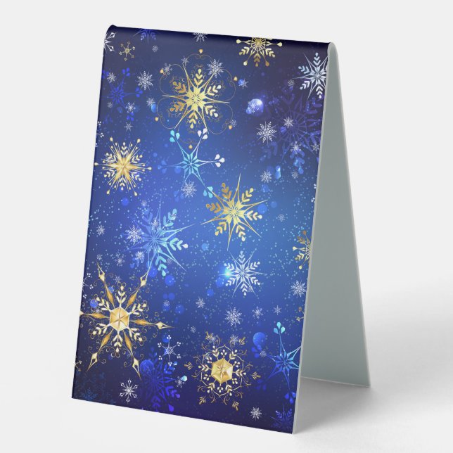 XMAS Blue Background with Golden Snowflakes (Front)