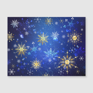 XMAS Blue Background with Golden Snowflakes