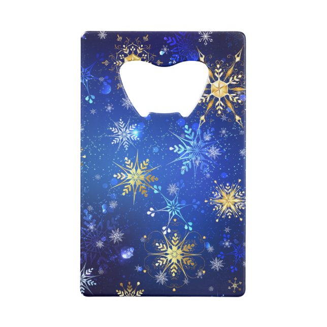 XMAS Blue Background with Golden Snowflakes (Front)