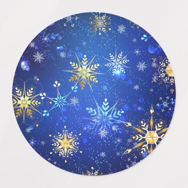 XMAS Blue Background with Golden Snowflakes (Design 1)