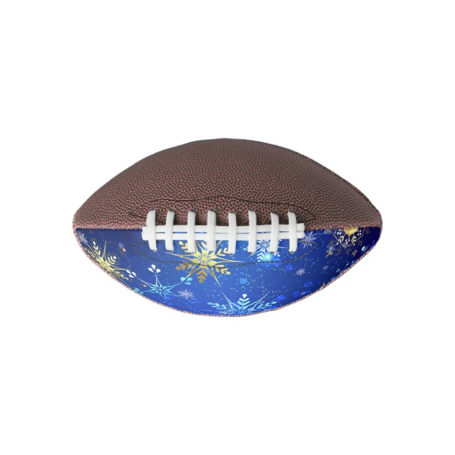 XMAS Blue Background with Golden Snowflakes American Football (Front)