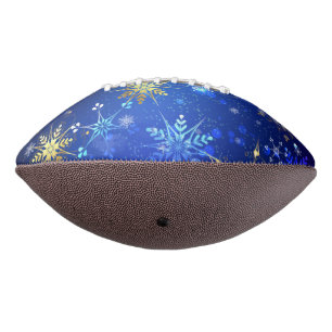 XMAS Blue Background with Golden Snowflakes American Football