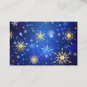 XMAS Blue Background with Golden Snowflakes Appointment Card