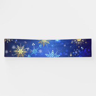 XMAS Blue Background with Golden Snowflakes Banner